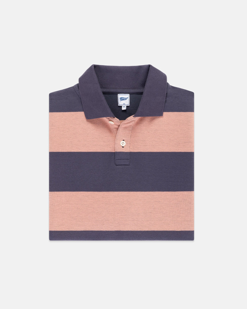 NAVY & PINK RELAXED FIT WIDE STRIPE POLO 1