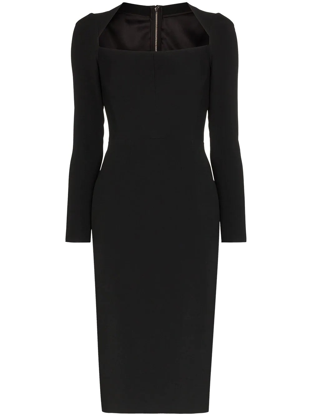 scoop neck fitted midi dress - 1