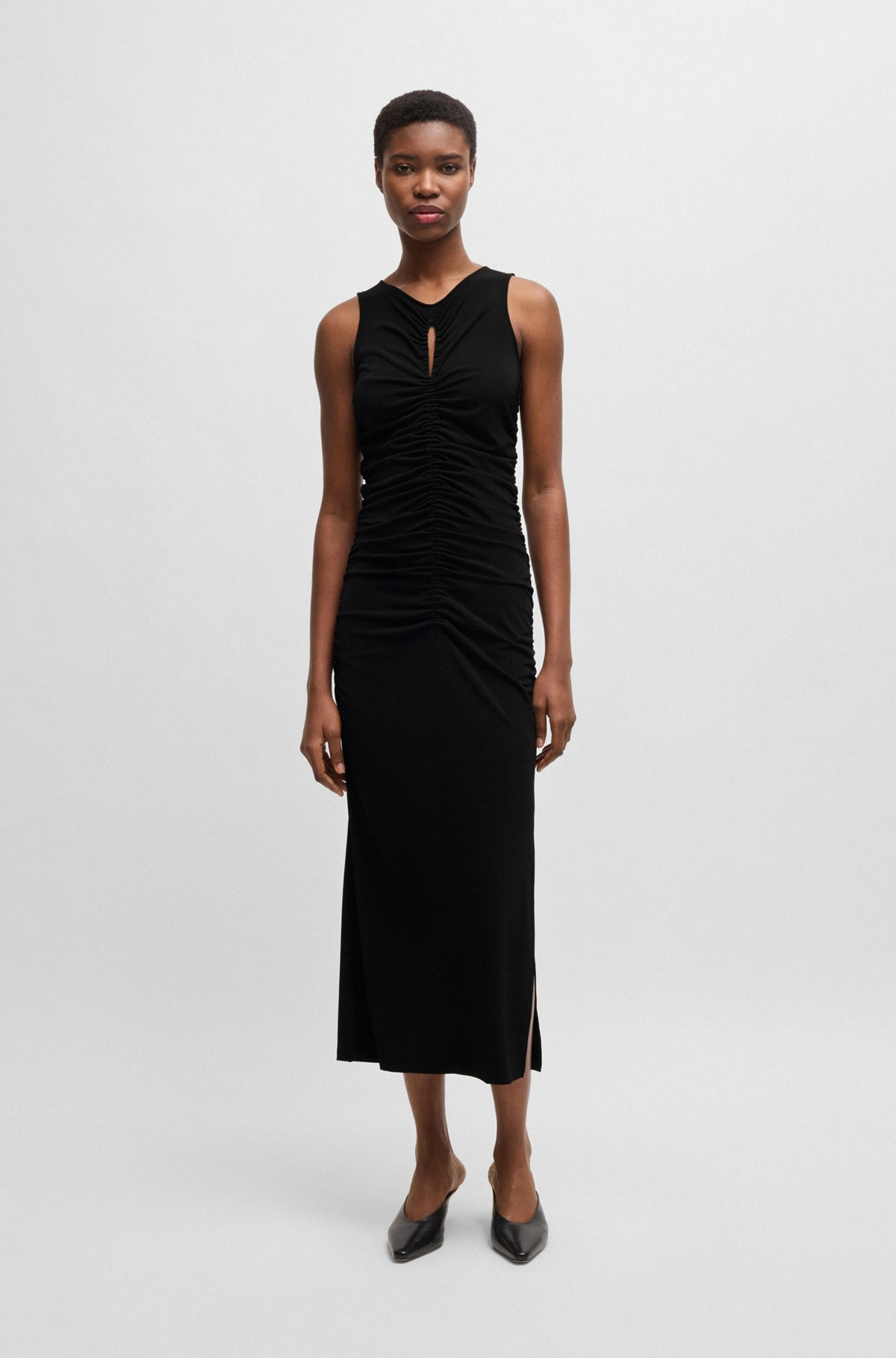 JERSEY DRESS WITH GATHERING AND CUT-OUT DETAIL - 3