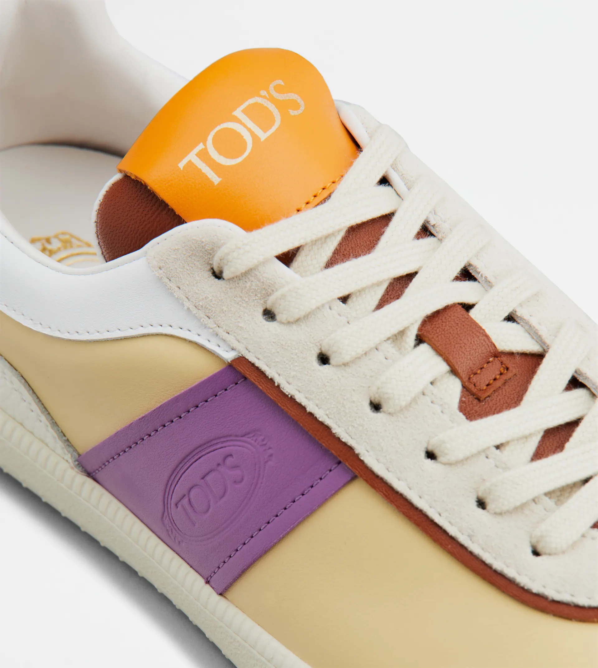 TOD'S TABS SNEAKERS IN LEATHER - OFF WHITE, VIOLET, WHITE - 5