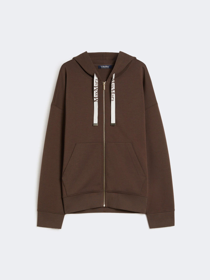 JOUR Technical jersey zip-up sweatshirt - CHOCOLATE 1