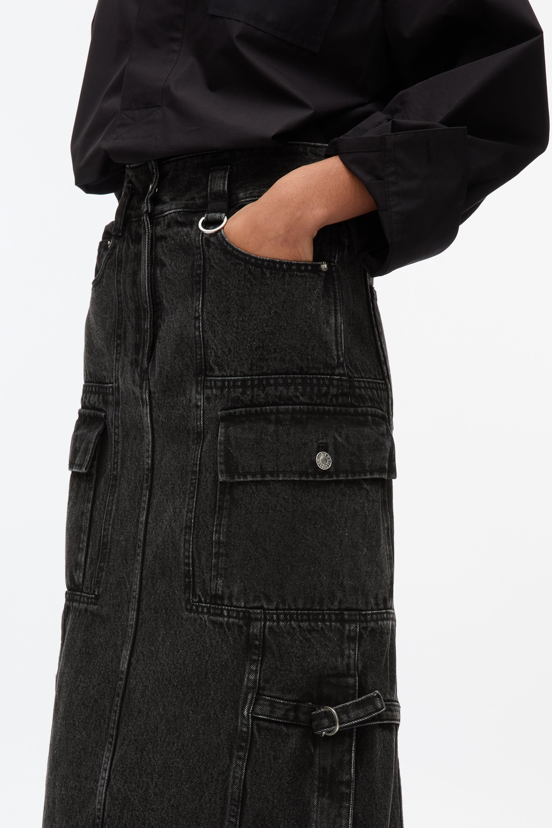 Denim Cargo Maxi Skirt - 6