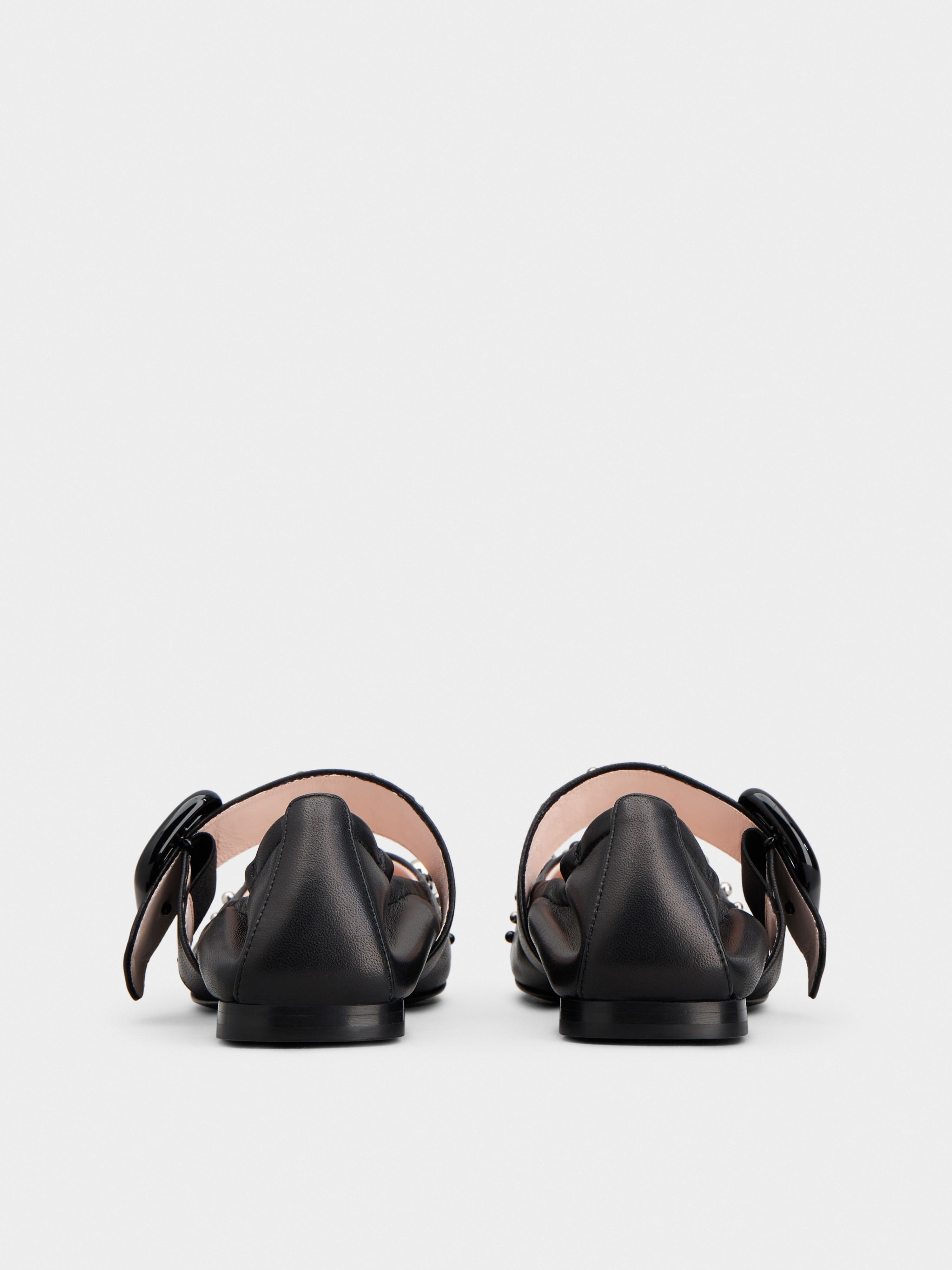 Viv' Choc Studs Lacquered Buckle Babies Ballerinas in Nappa Leather - 5