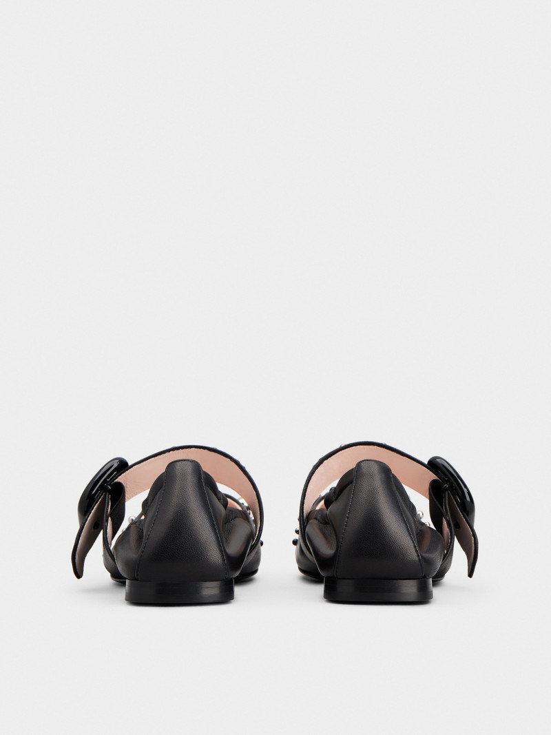 Roger Vivier Viv' Choc Studs Lacquered Buckle Babies Ballerinas in Nappa Leather outlook
