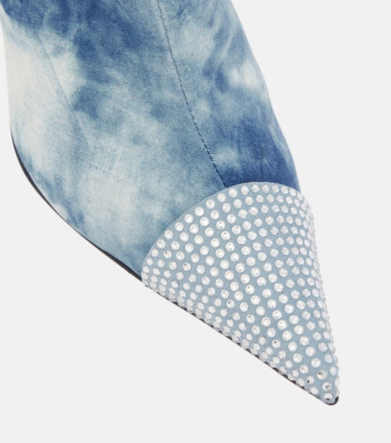 Tie-dye denim knee-high boots 6