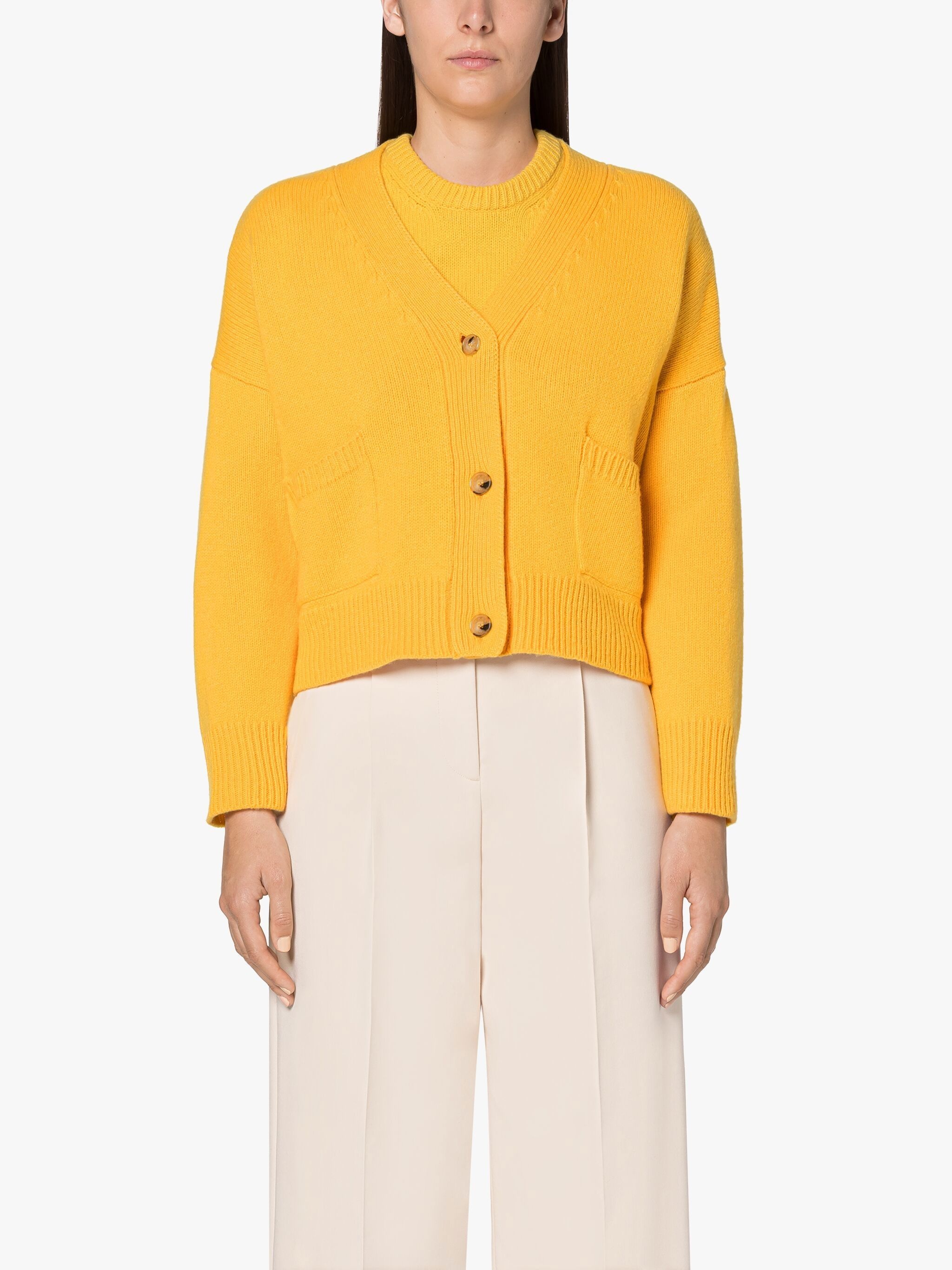 KELLE YELLOW WOOL CARDIGAN - 3