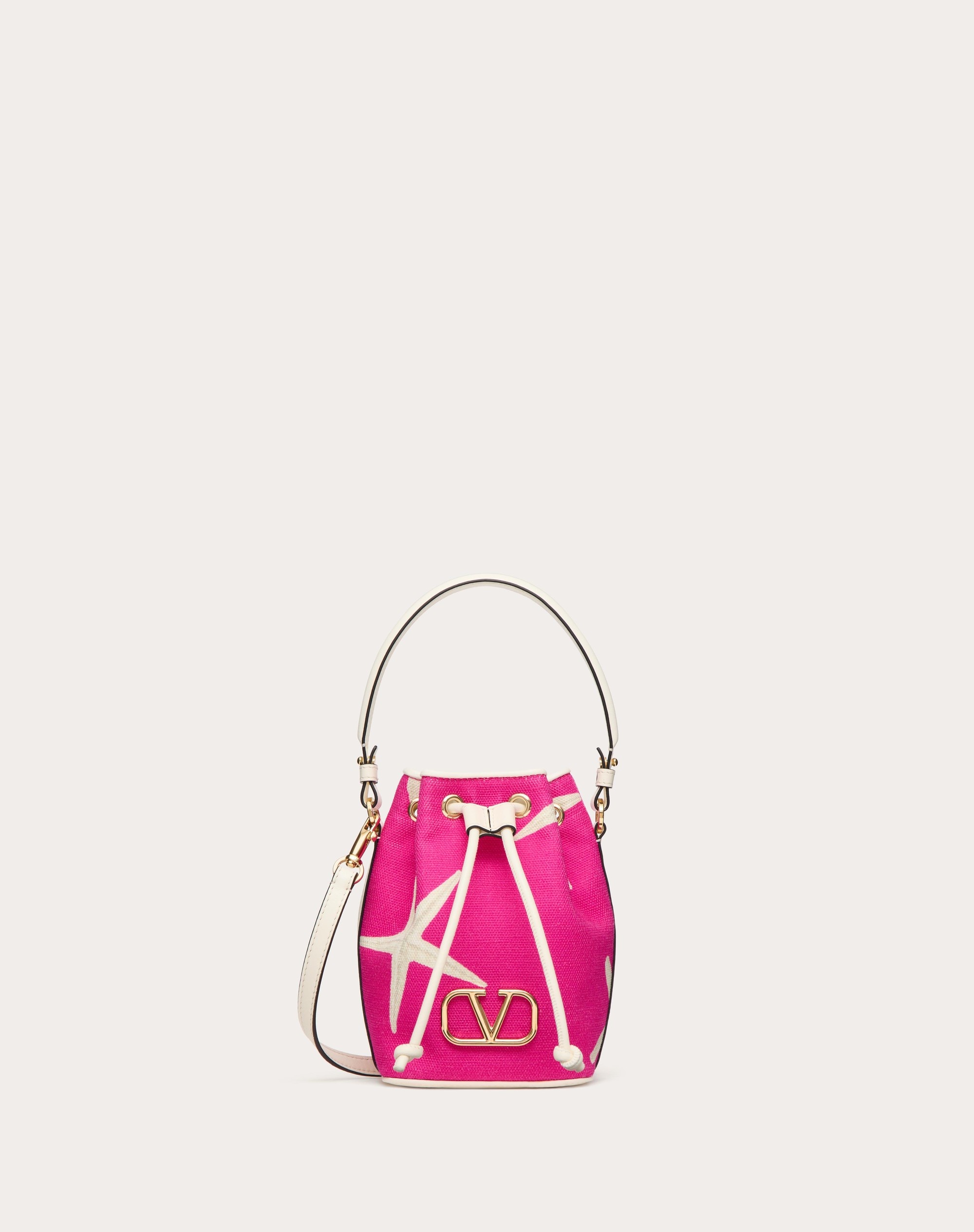 VALENTINO GARAVANI ESCAPE MINI BUCKET BAG IN CANVAS WITH STARFISH PRINT - 1