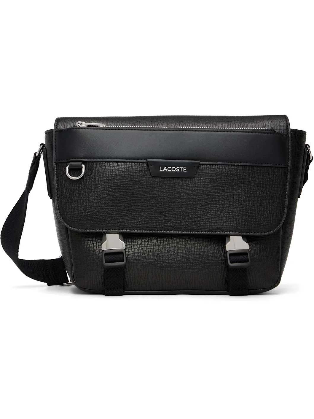 Black Ossian Flap Close Leather Satchel Bag - 1
