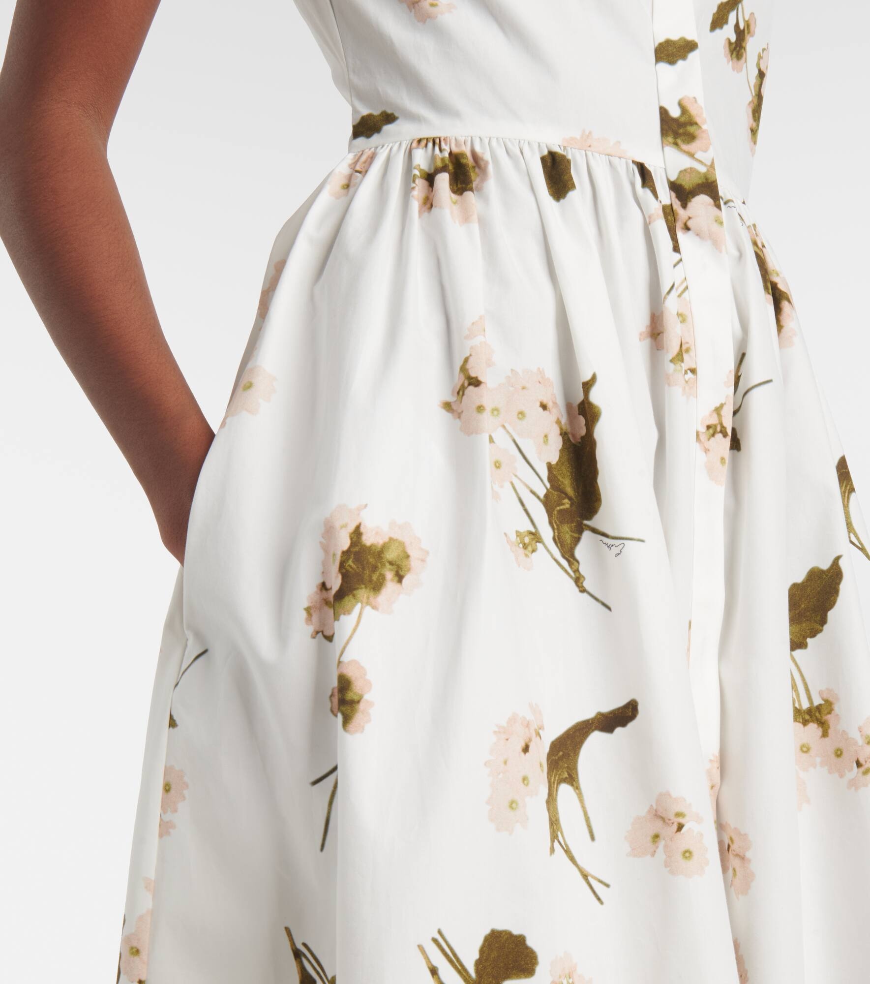 Floral cotton poplin midi dress - 5