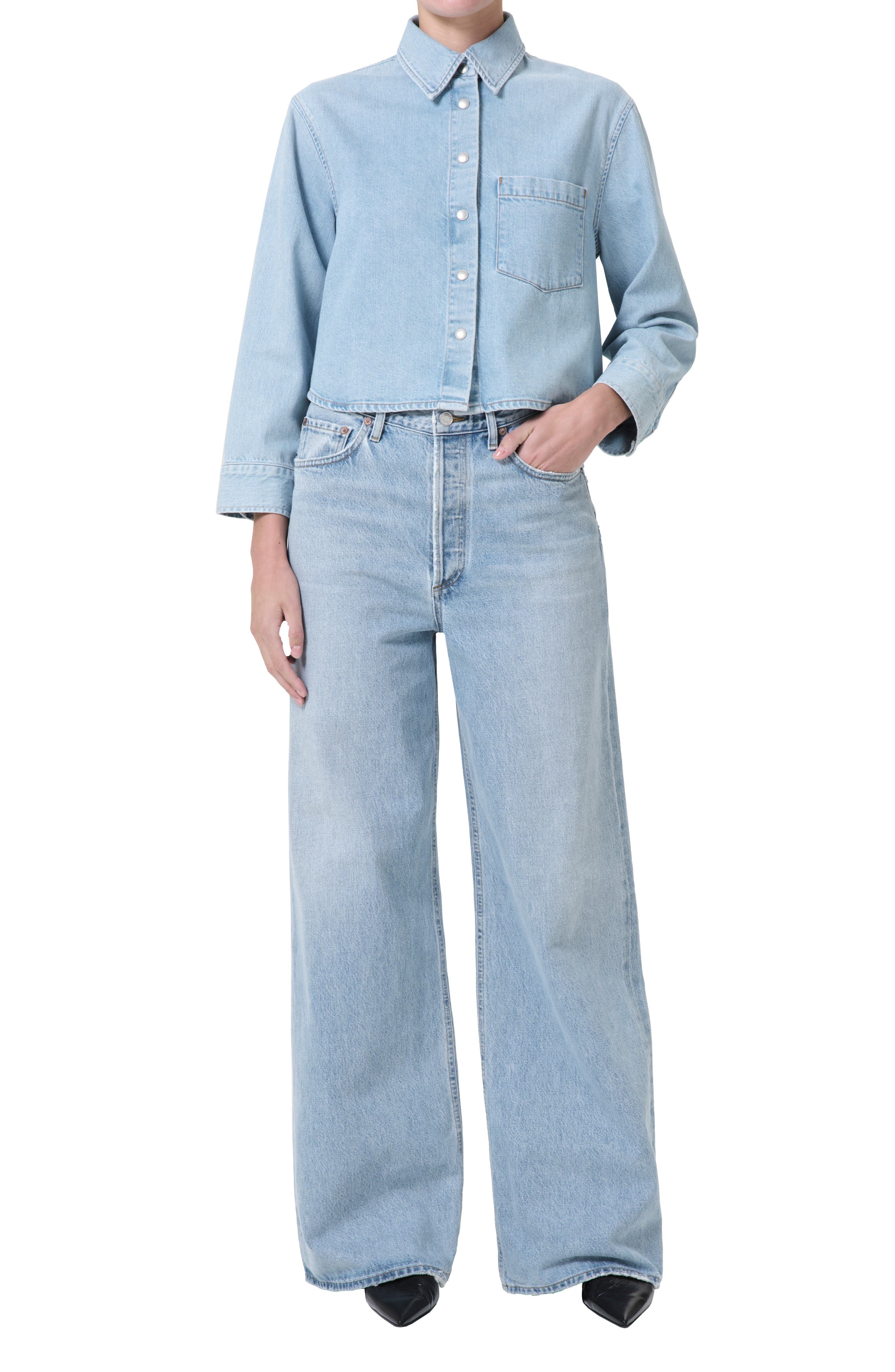 AGOLDE Dame High Waist Wide Leg Jeans in Conflict at Nordstrom - 5