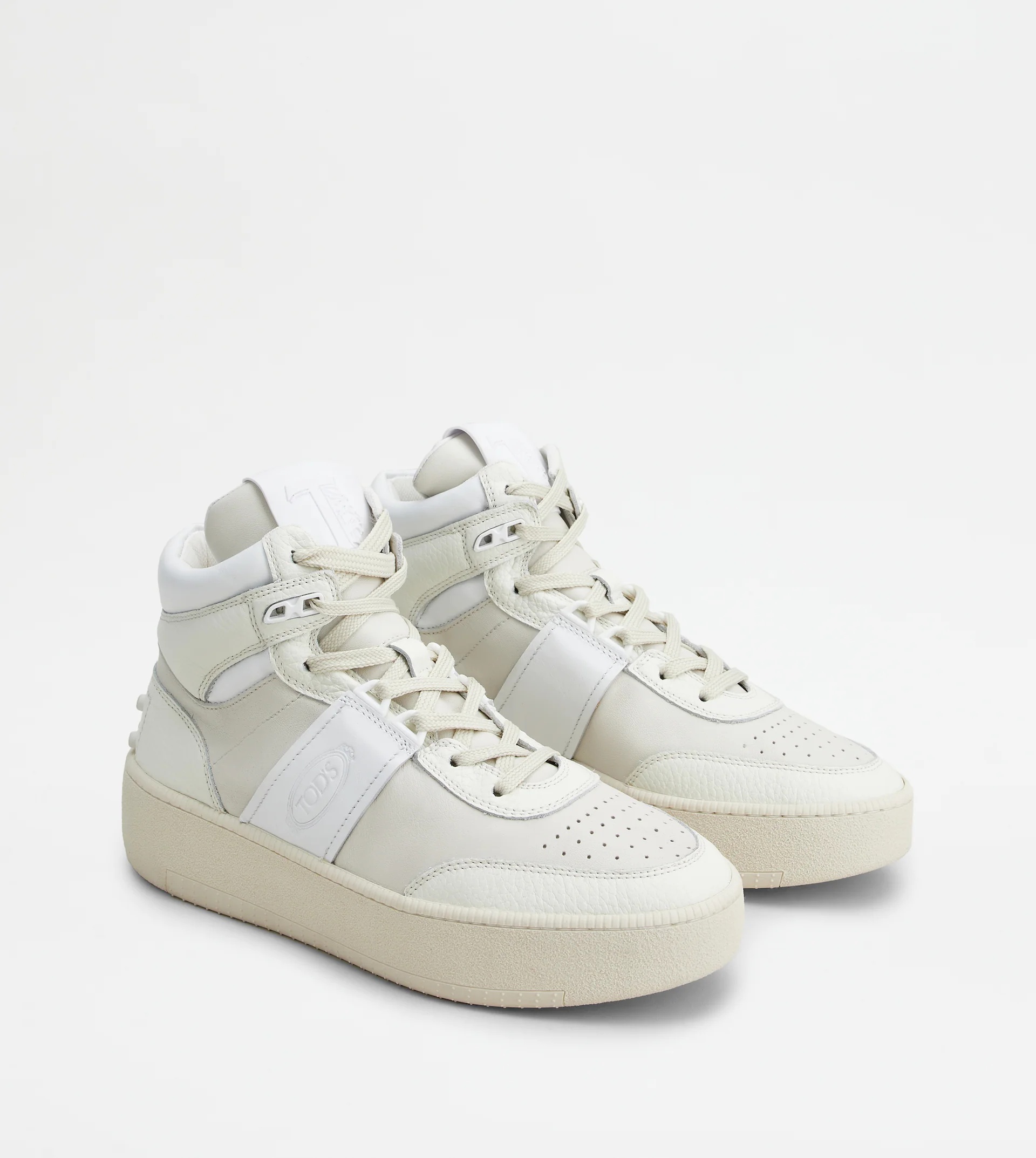 HIGH-TOP PLATFORM SNEAKERS IN LEATHER - OFF WHITE - 3