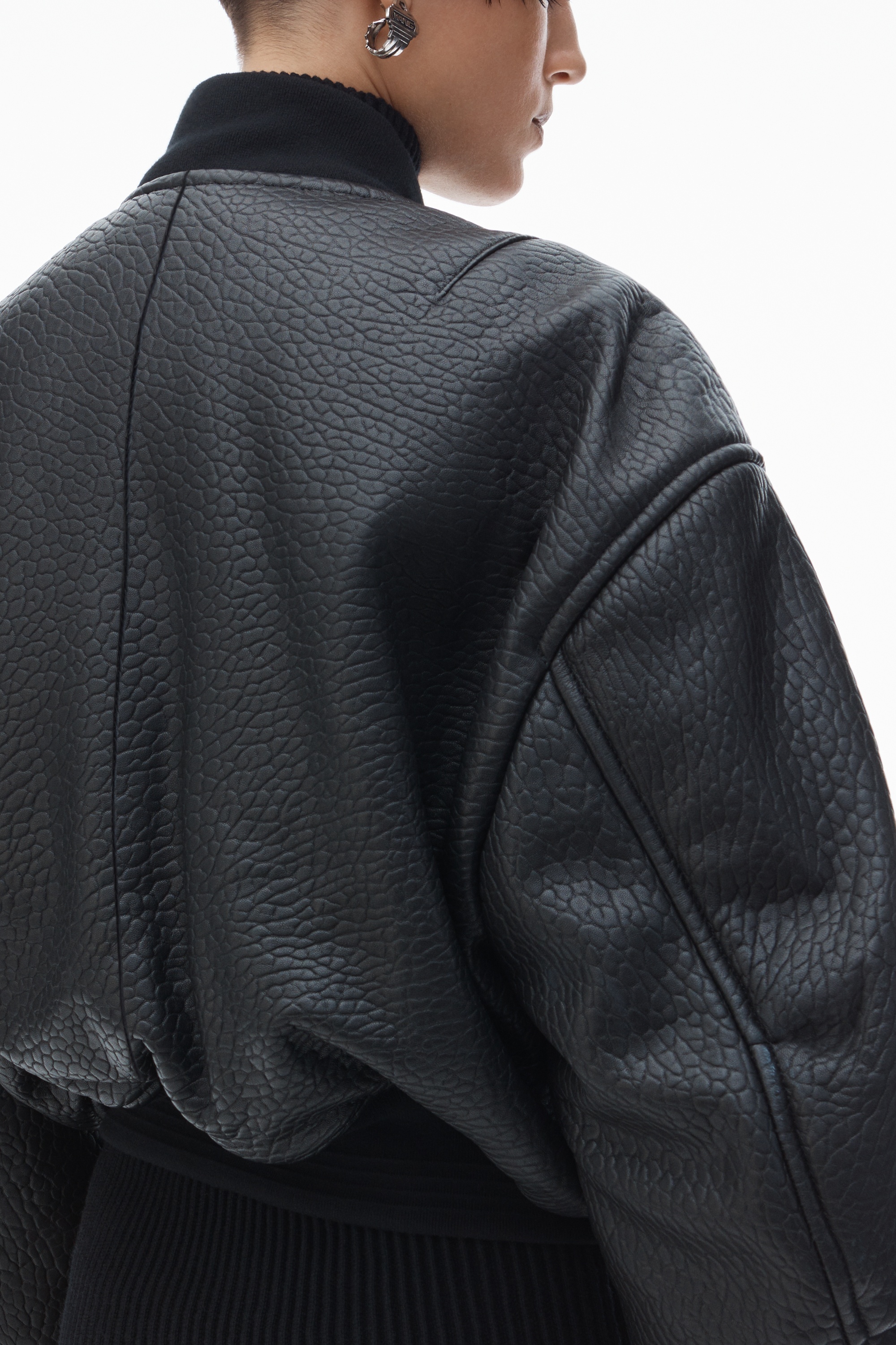 Cropped Bomber Jacket in Primal Lambskin Leather - 6