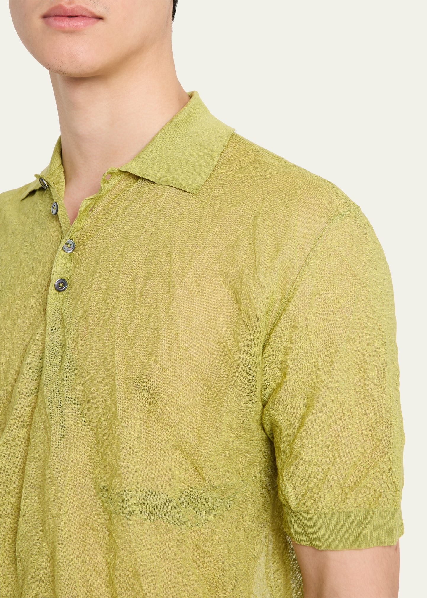 Men's Origami Crinkled Polo Shirt - 5