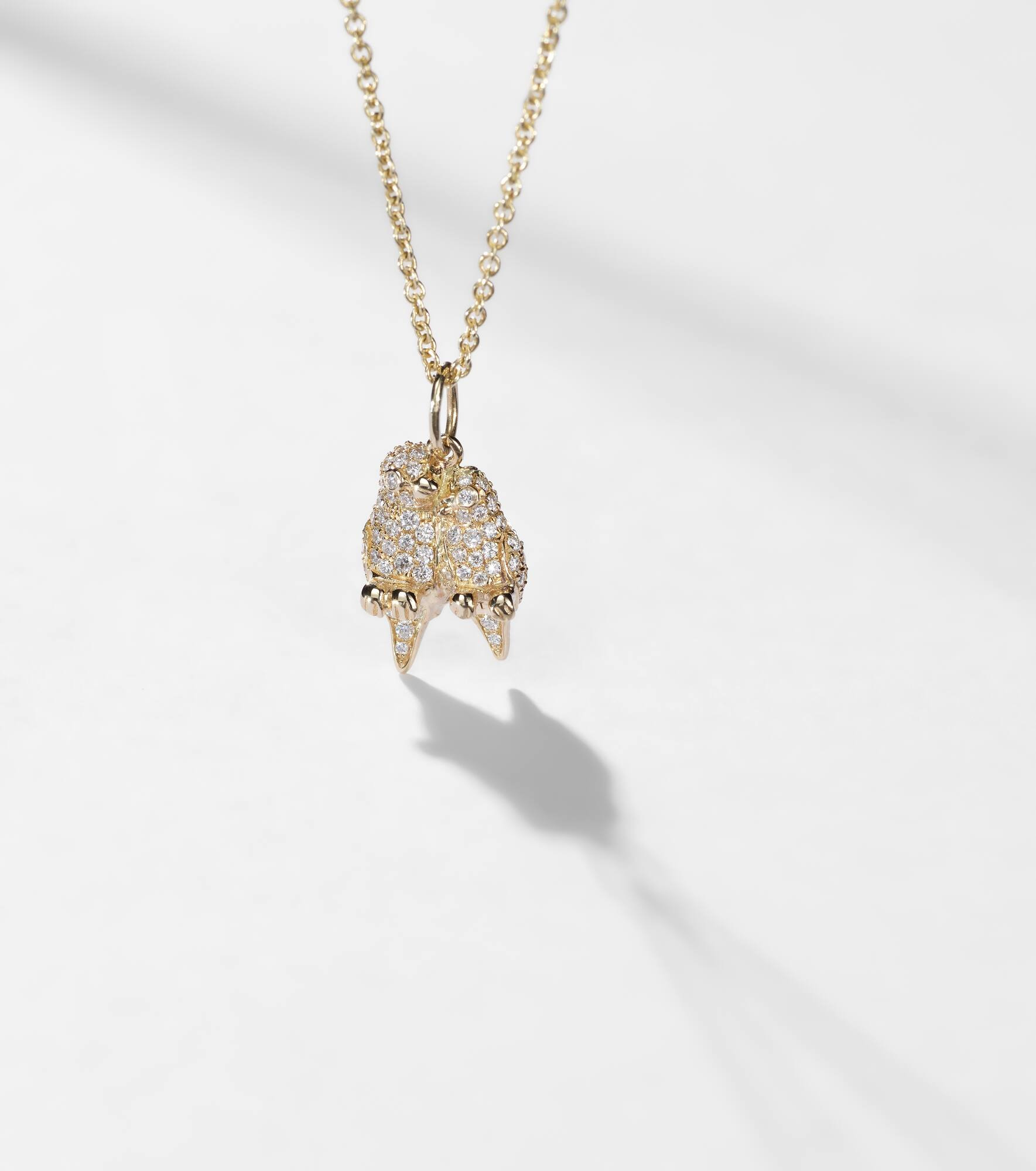 Lovebirds 14kt gold necklace with diamonds - 5