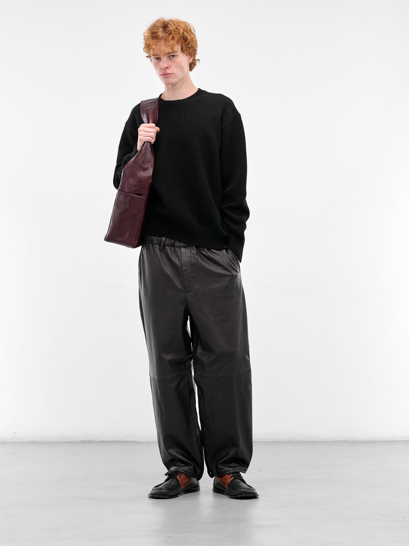 ssstein Brown Sheep Leather Relaxed Trousers outlook