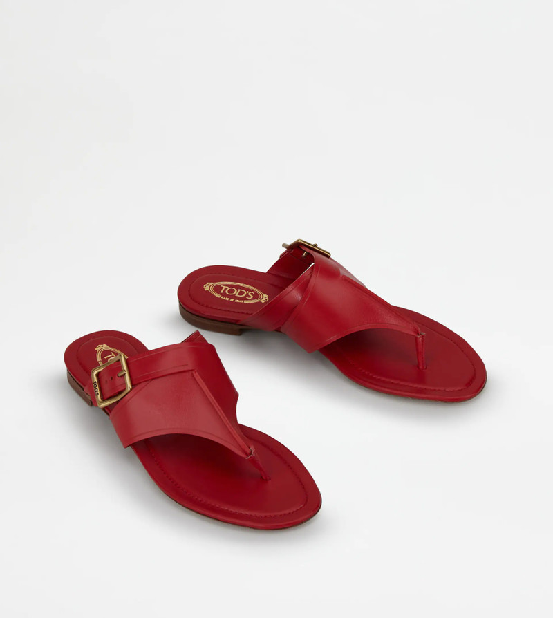 Tod's THONG SANDALS IN LEATHER - RED outlook