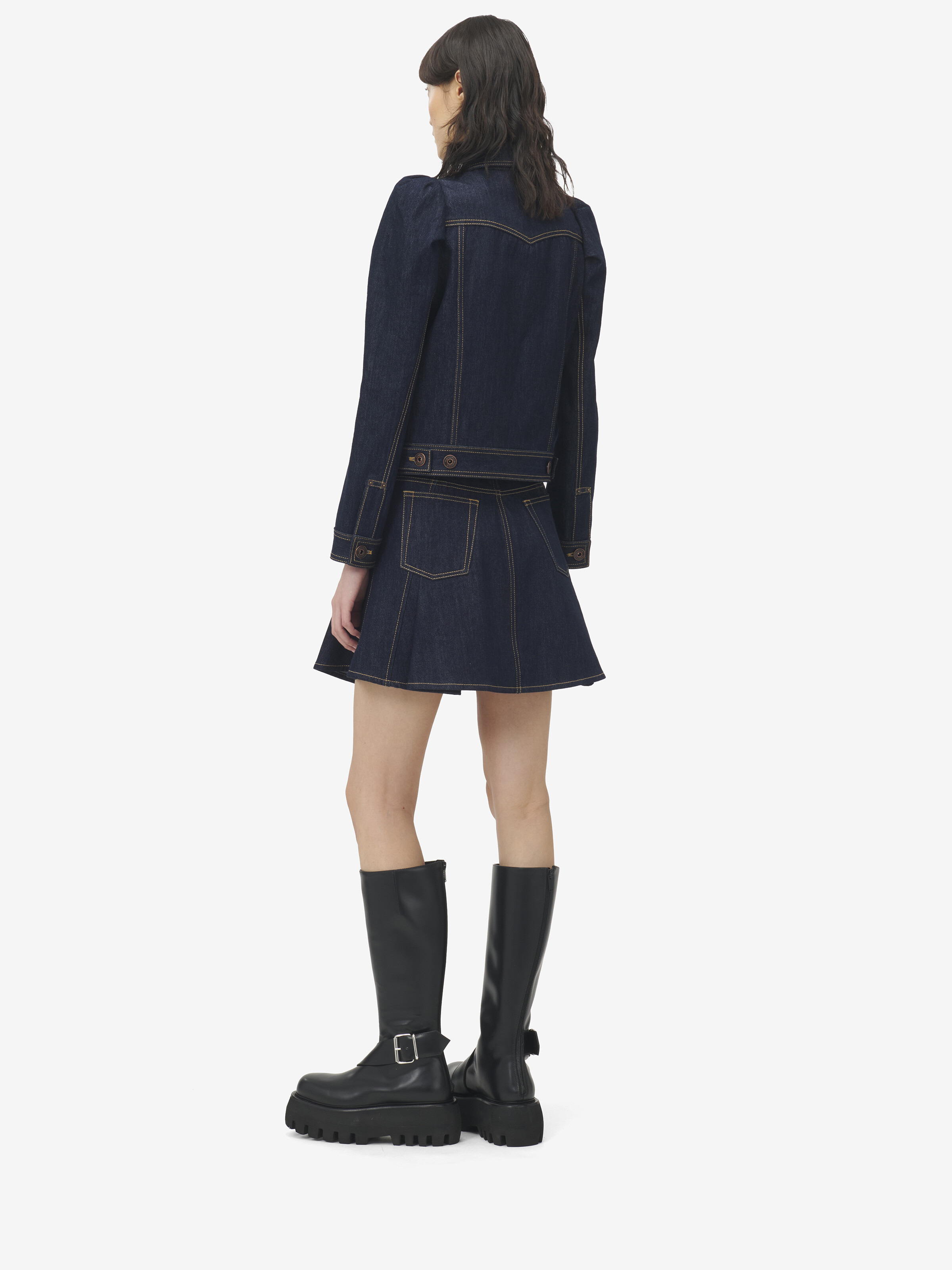 Pinched Shoulder Denim Jacket - 4