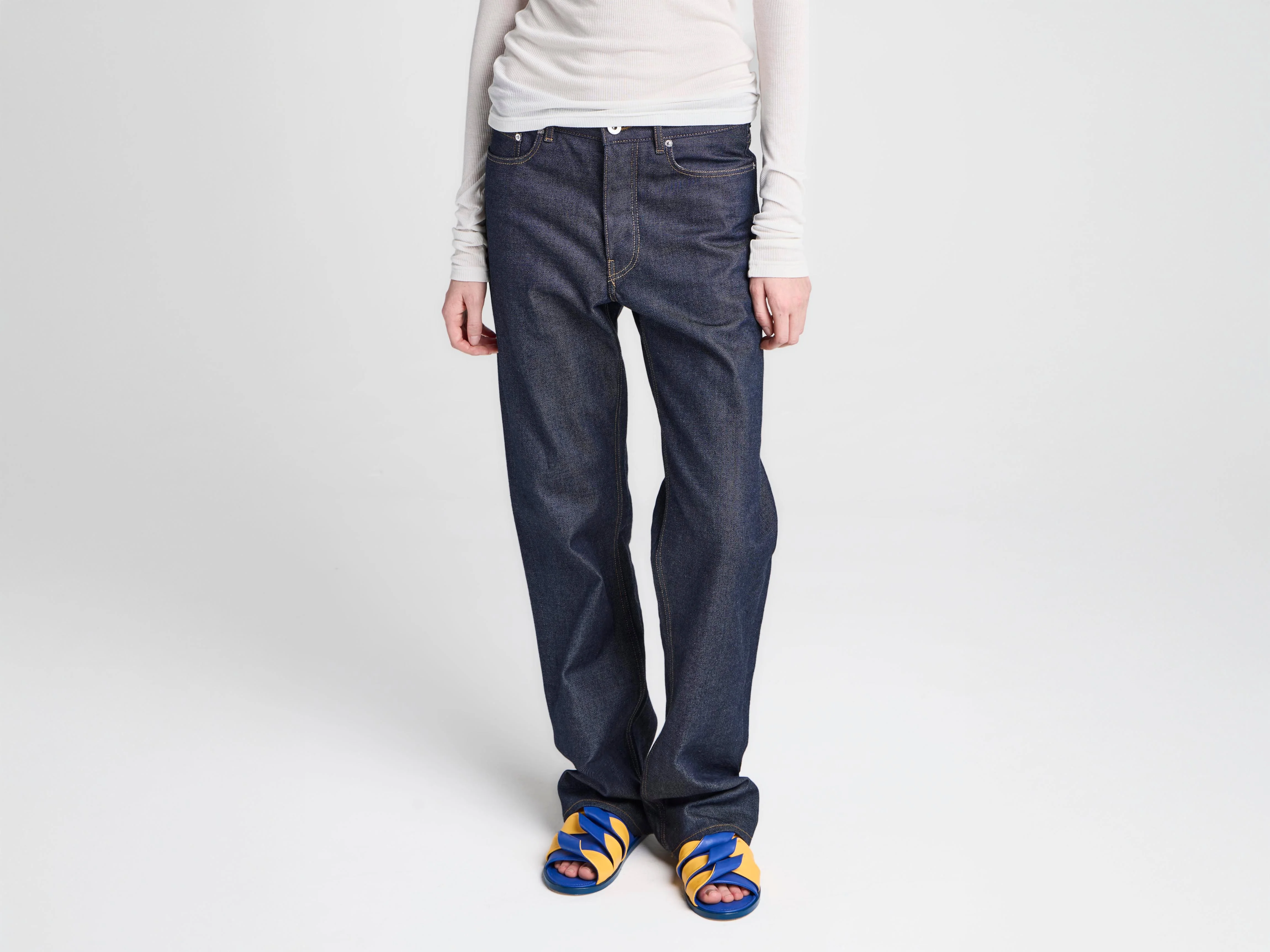 WOMENS STRAIGHT LEG DENIM JEANS IN INDIGO - 1