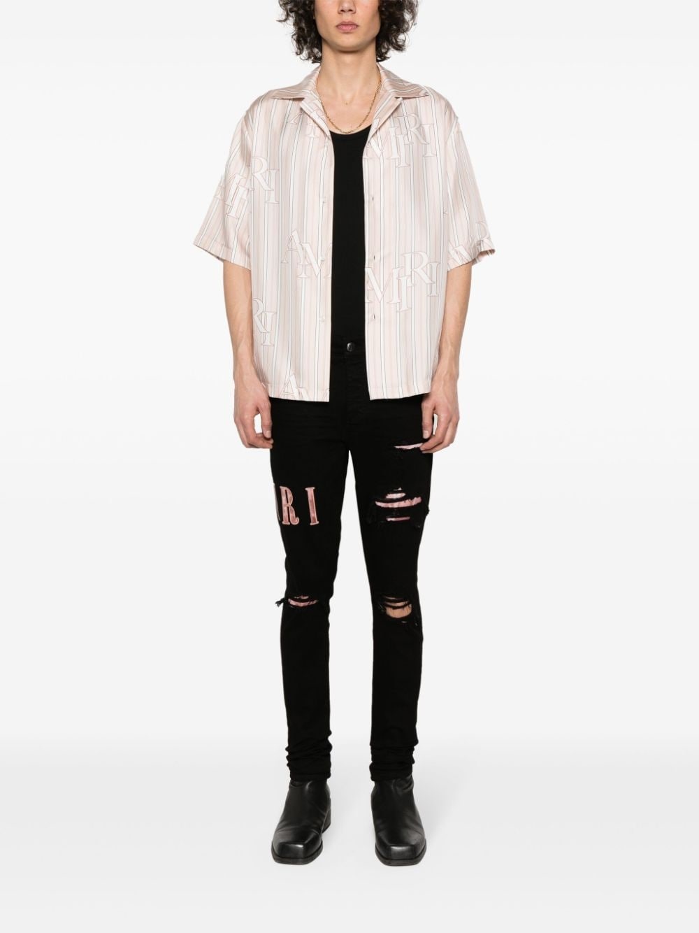 waxed logo-appliquÃ© skinny jeans - 2