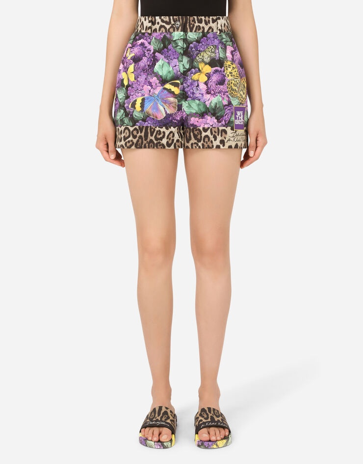 Butterfly-print poplin shorts - 7