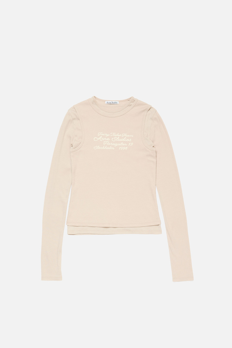 Layered long-sleeve t-shirt - Oatmeal beige 1