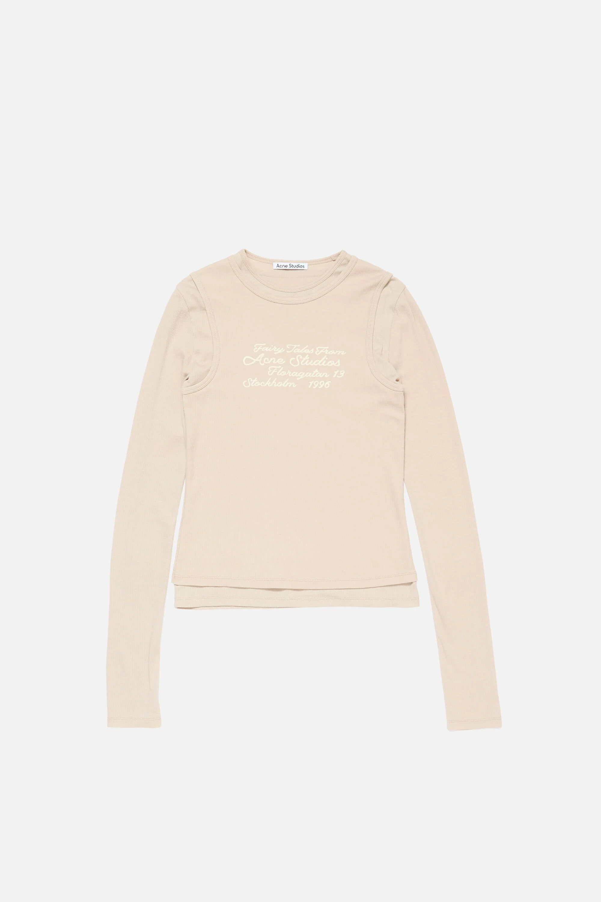 Layered long-sleeve t-shirt - Oatmeal beige - 1