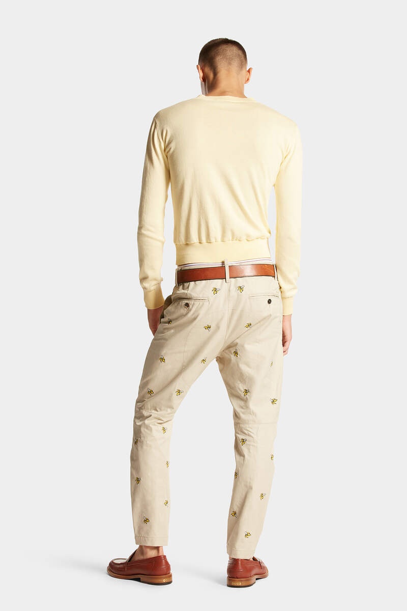 EMBROIDERED FRUITS SEXY CHINO PANTS - 4