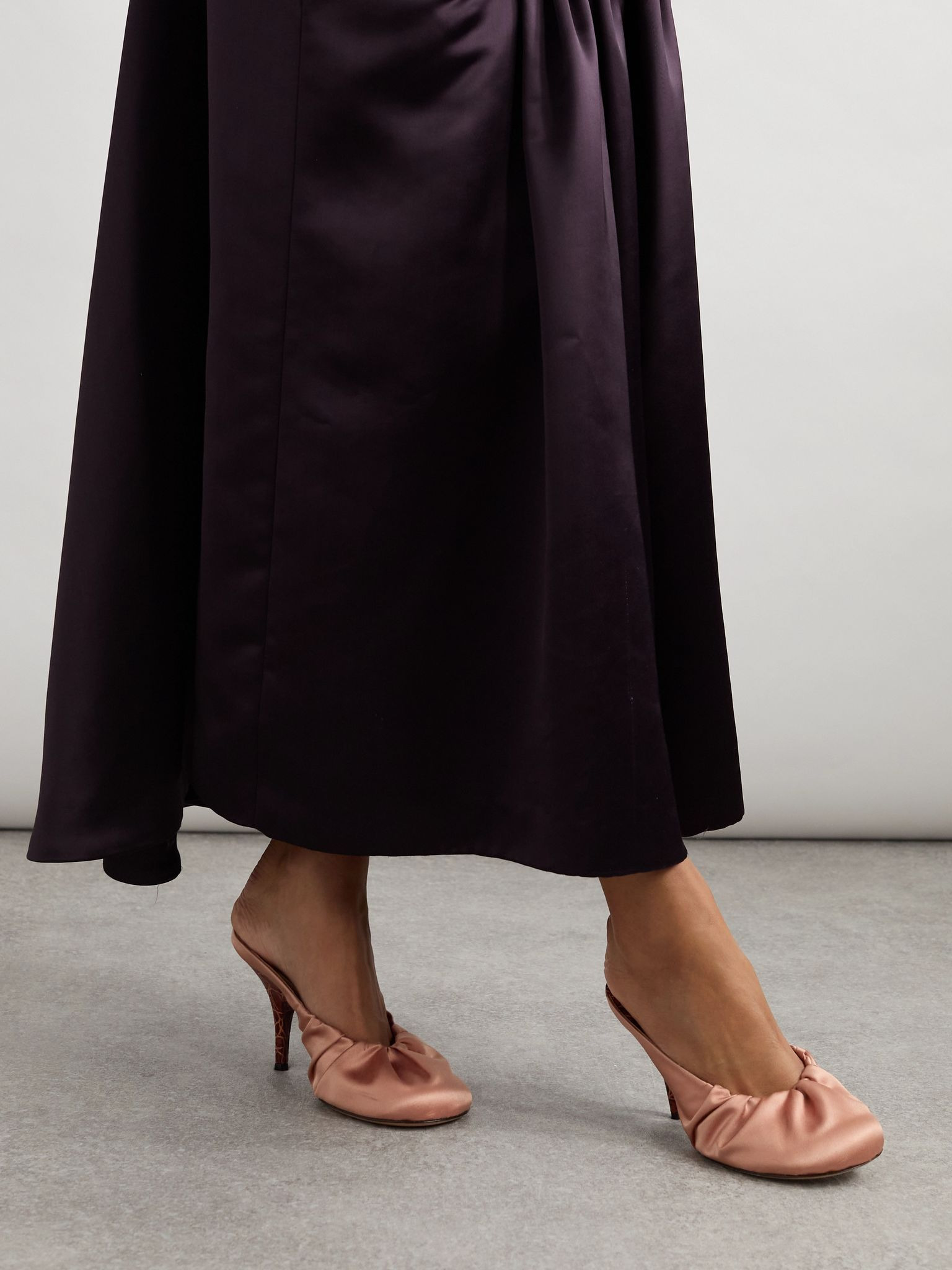 Ruched satin mules Blush - 2