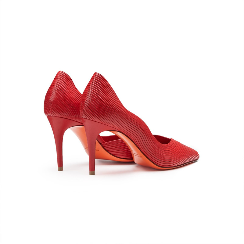 Women's red leather high-heel pump 3