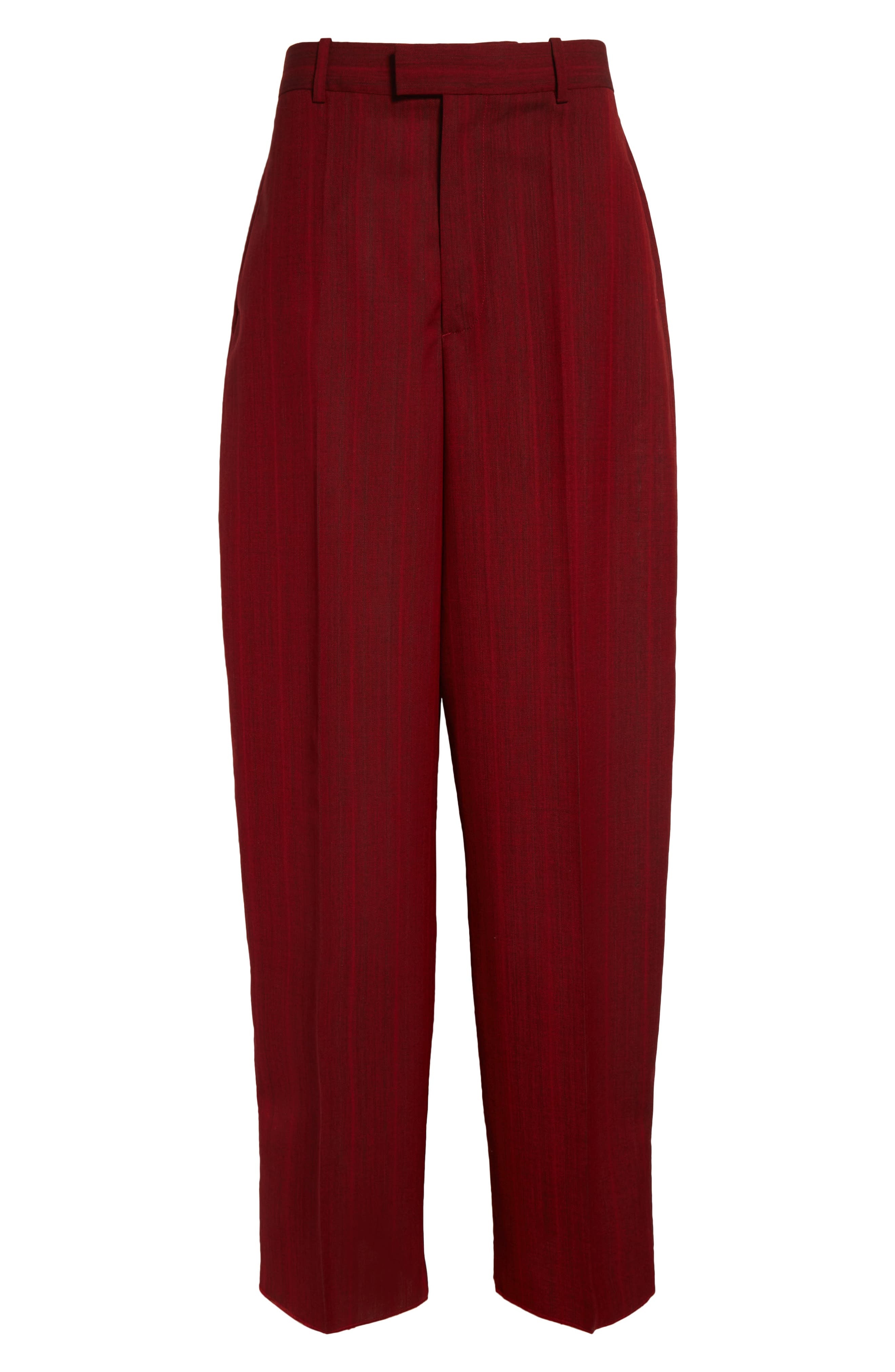 Bottega Veneta Subtle Stripe Wool Blend Pants in Red/Grey Melange at Nordstrom - 6