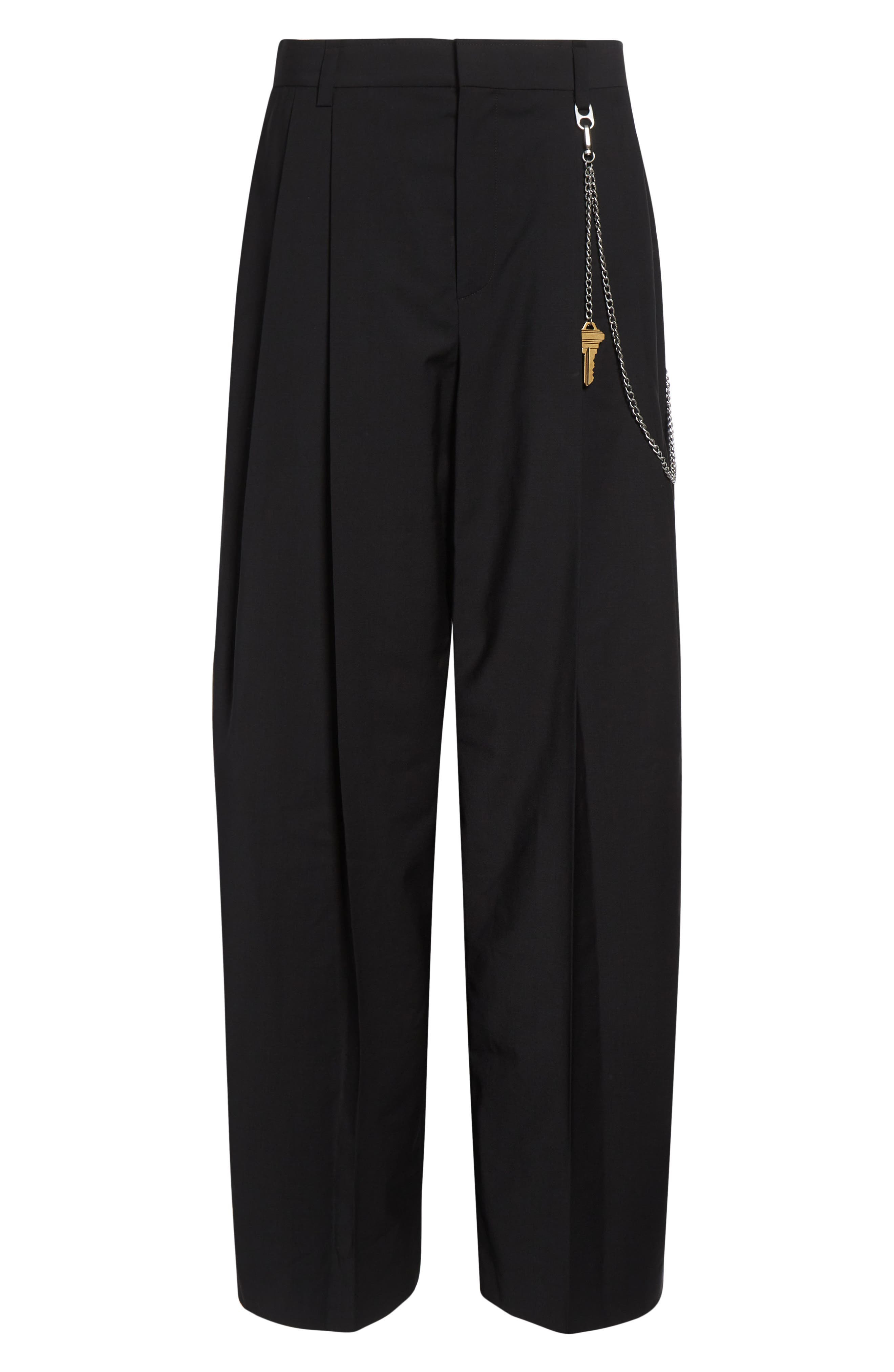 Alexander Wang Pleated Balloon Leg Pants with Detachable Chain Detail in Black at Nordstrom - 6