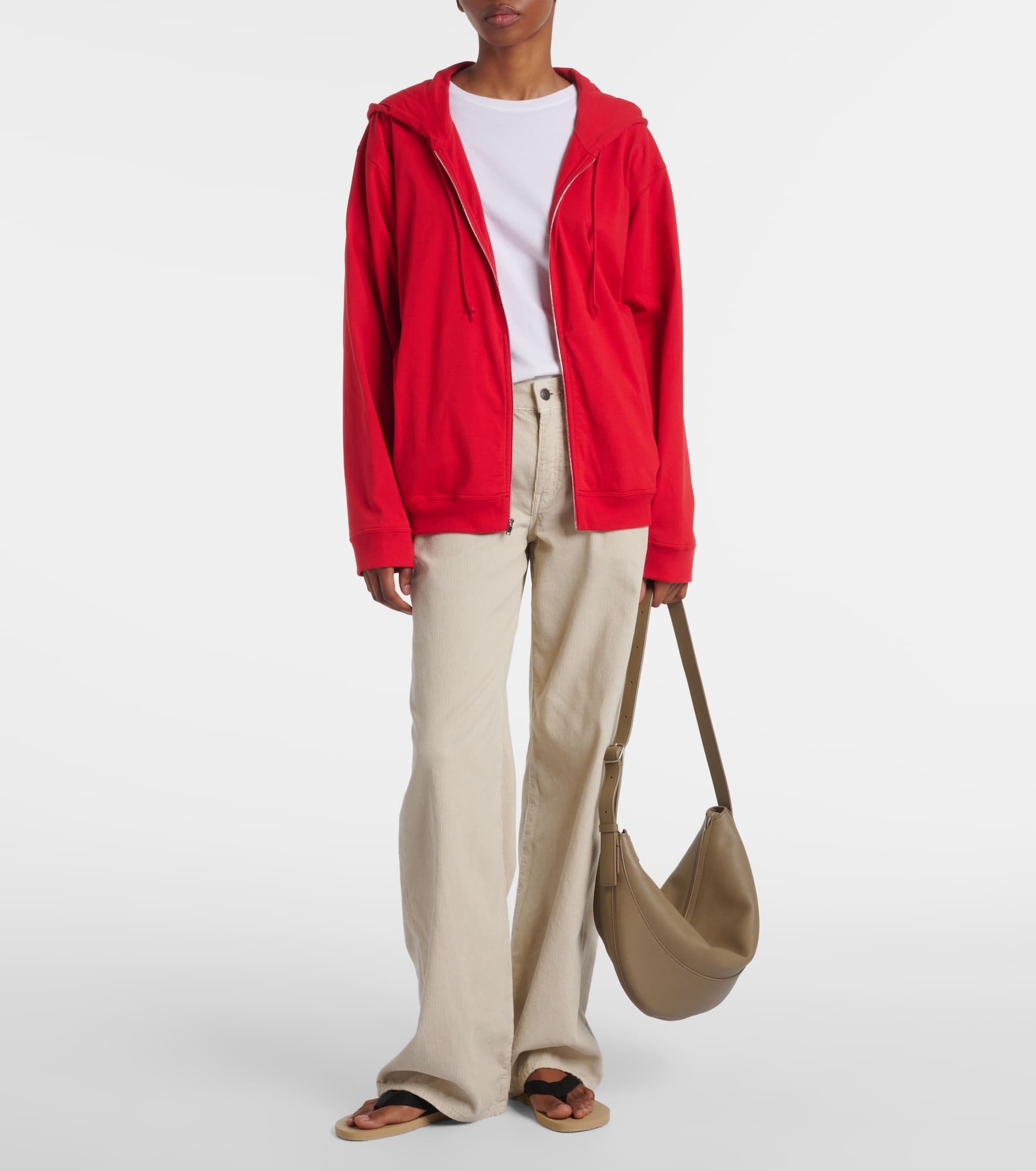Rosy cotton jersey zip-up hoodie - 2