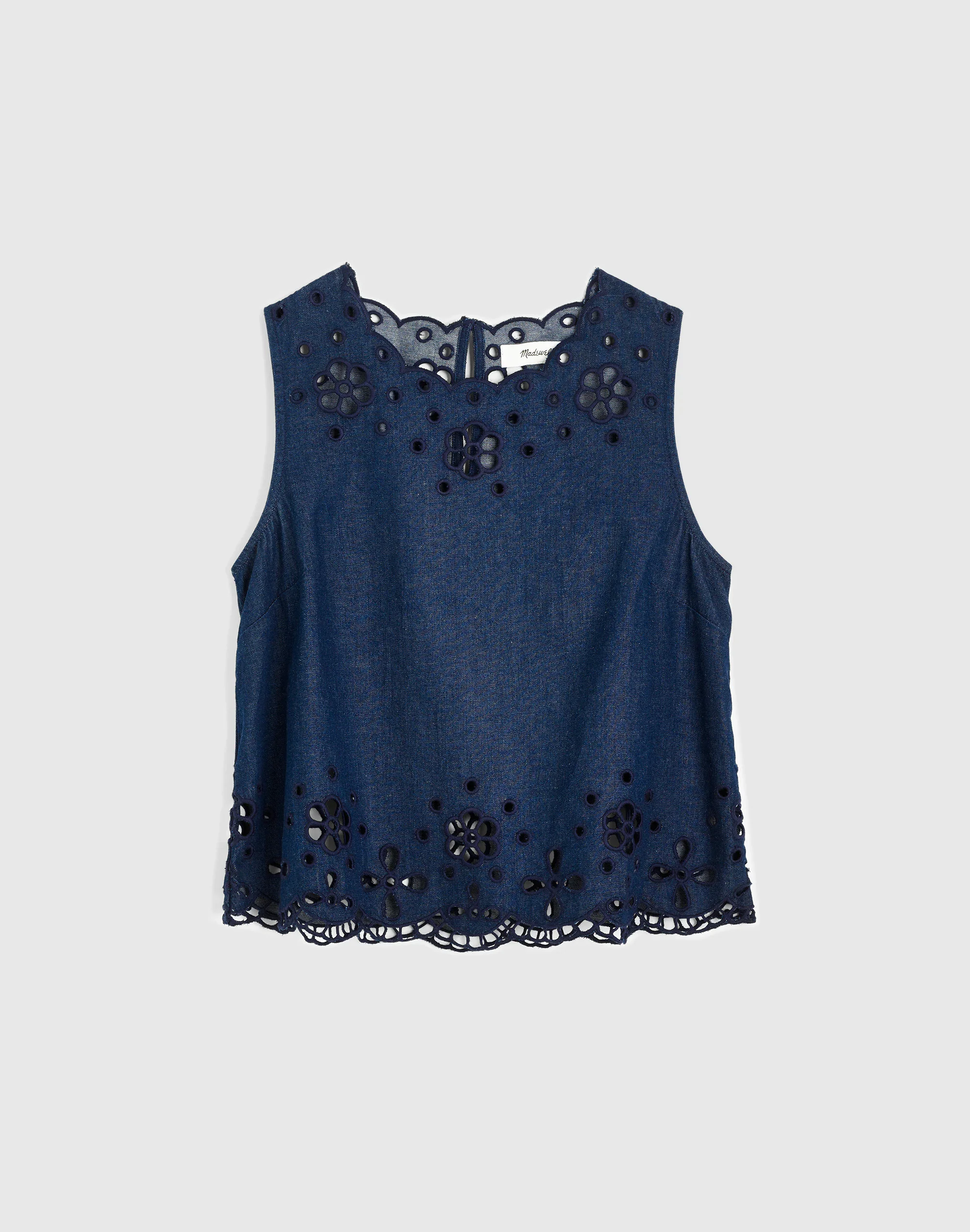 Denim Embroidered Shell Top - 1