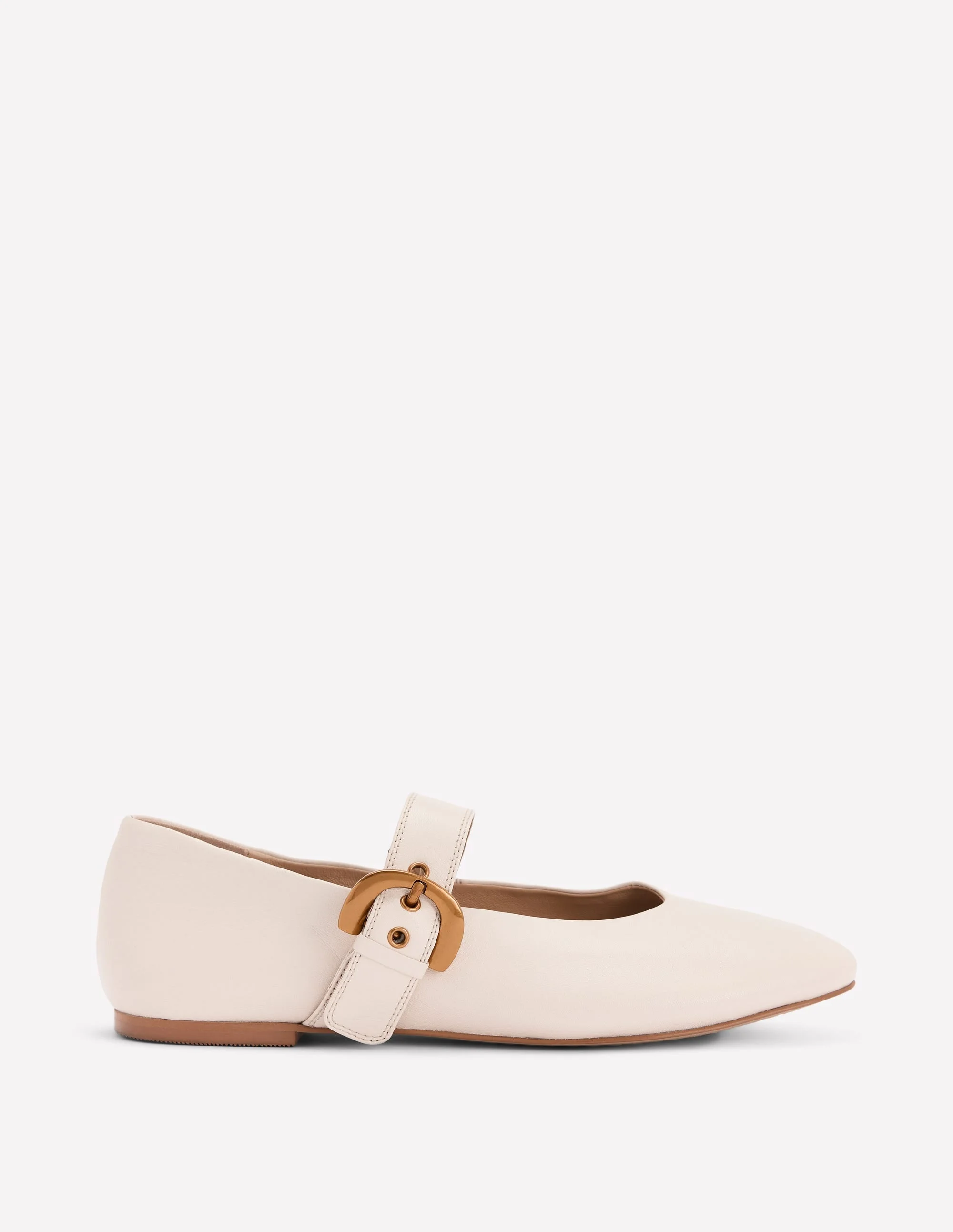 Kylie Flat Buckle Mary Janes-Ecru - 1