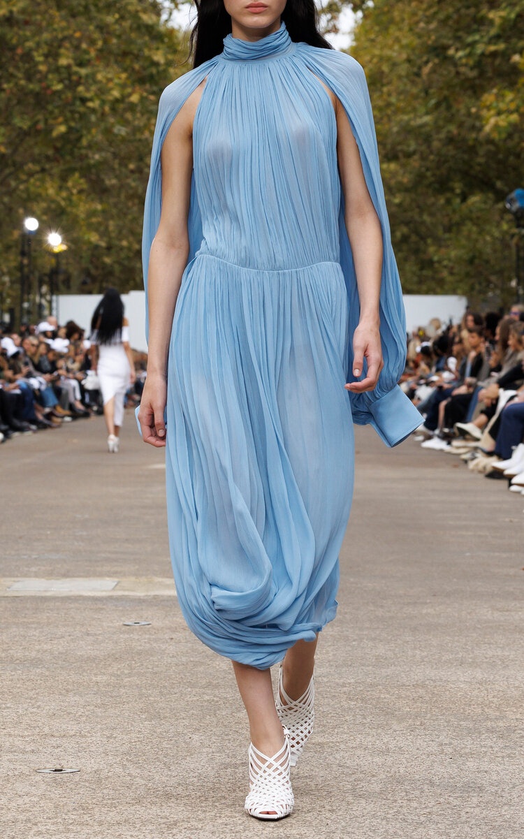 Draped Silk Crepe Midi Dress blue - 2