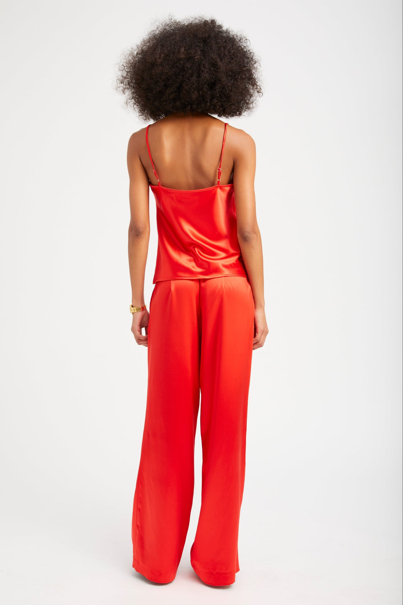 RED SILK SPAGHETTI STRAP CAMI - 5