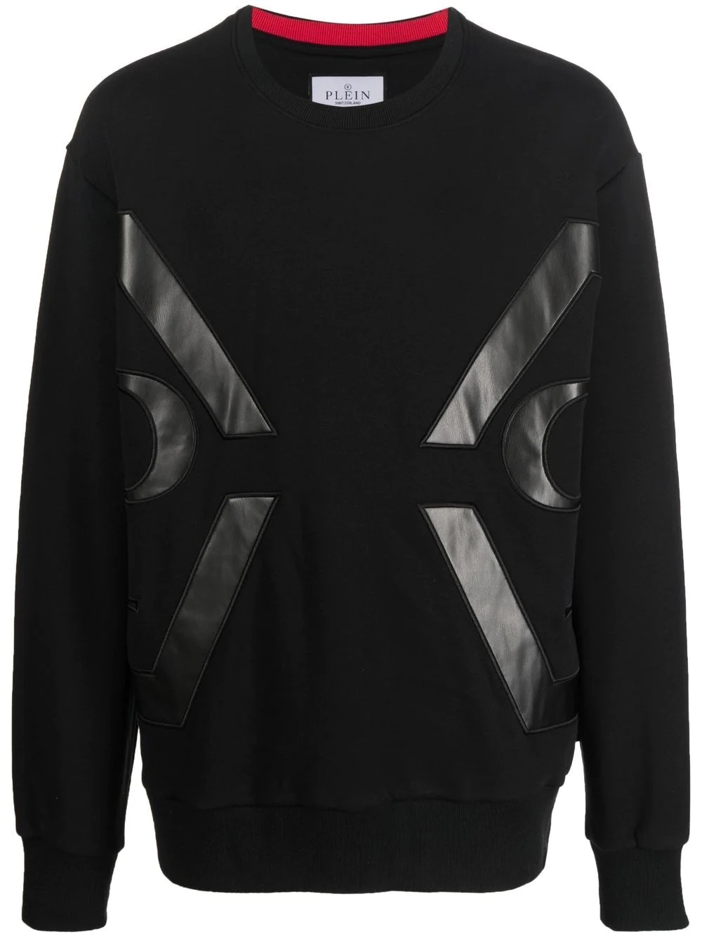 panelled crew-neck cotton sweatshirt - 1