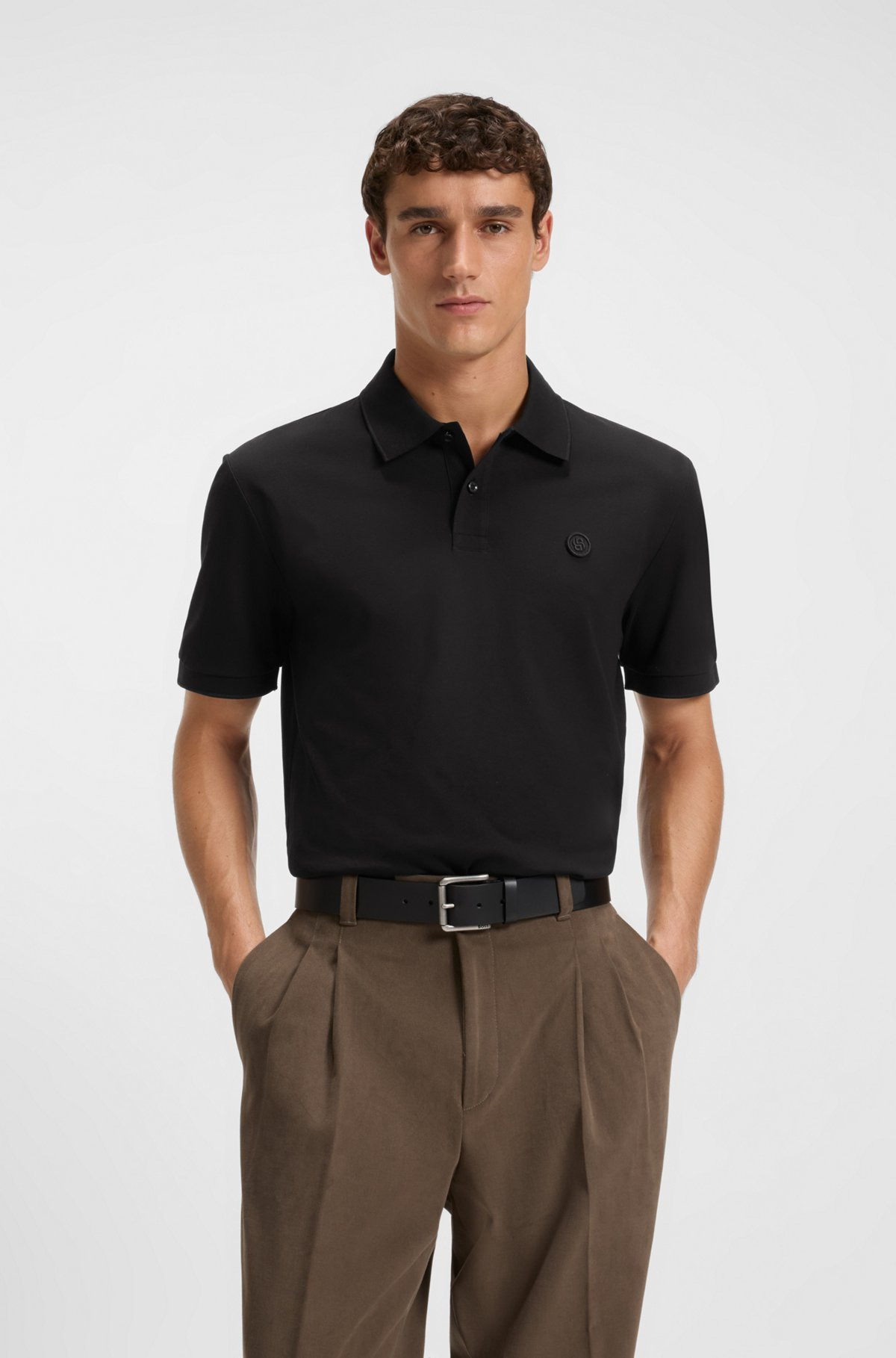 COTTON-PIQUÉ POLO SHIRT WITH DOUBLE B MONOGRAM - 2