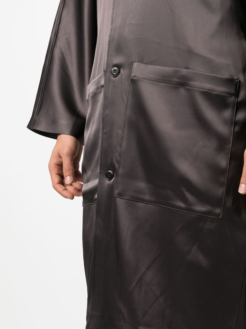 cuban-collar self-tie shirt - 5