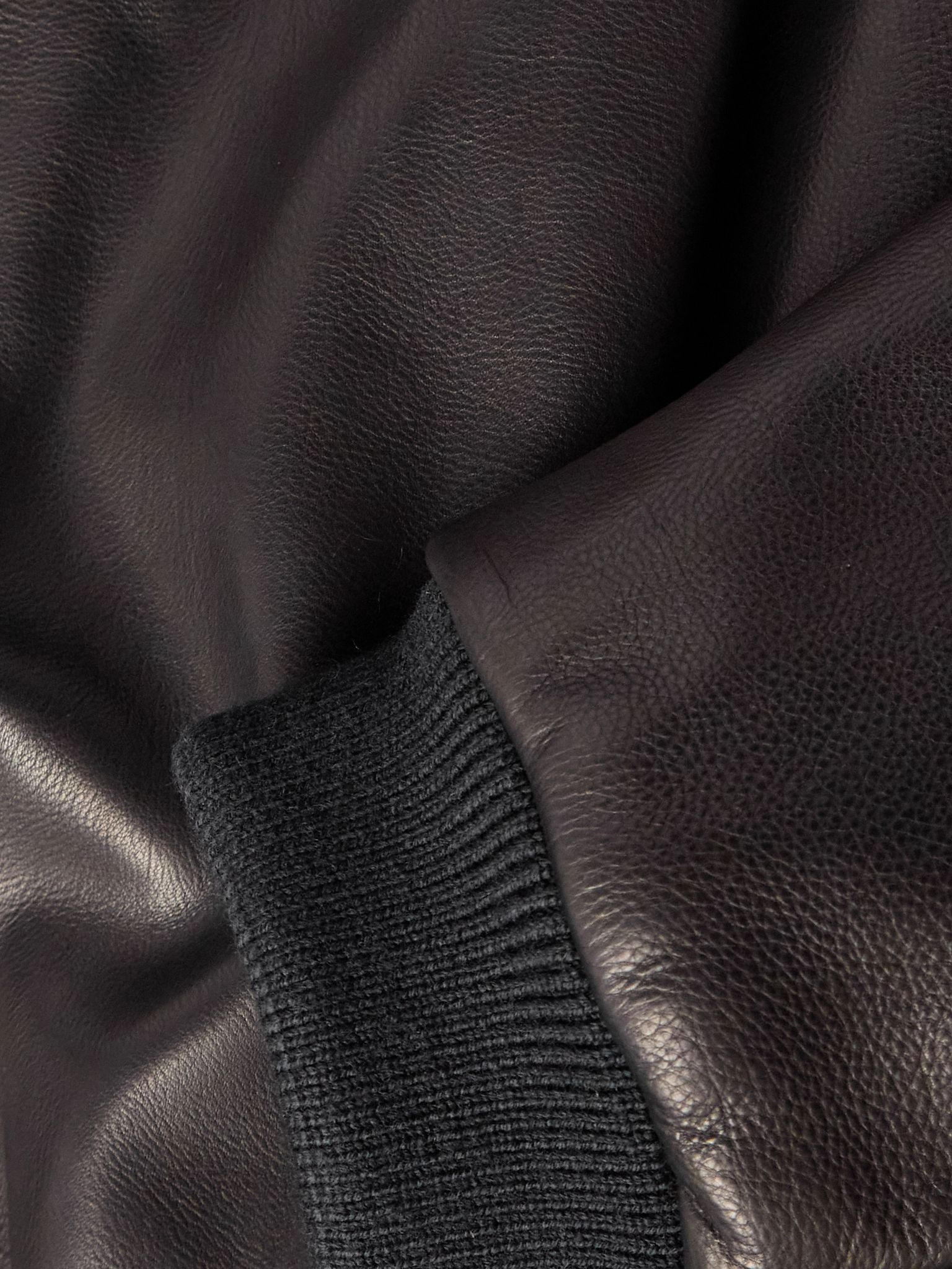 Padded Leather Hooded Bomber Jacket Black - 6