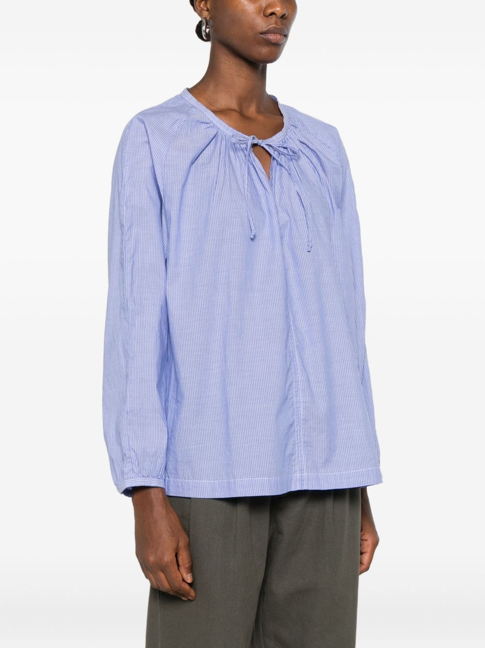 tie-neck striped blouse - 3