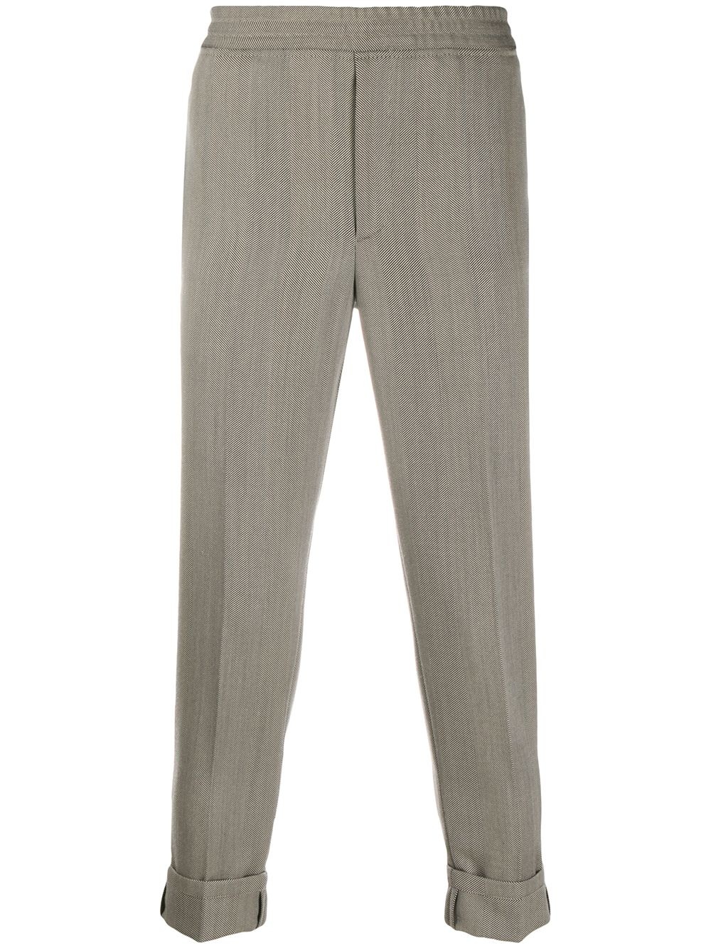 herringbone-pattern slim-fit trousers - 1