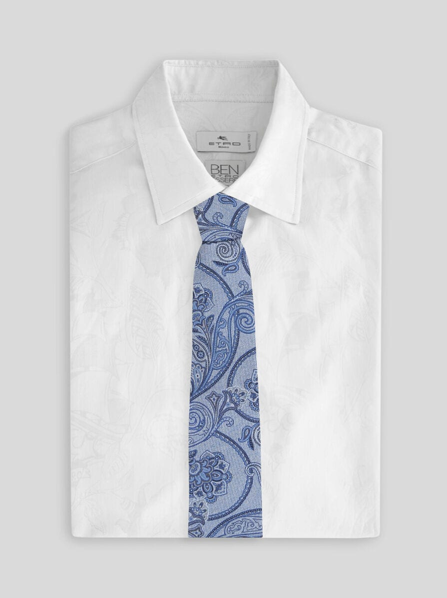 MICRO-STRIPED TIE WITH PAISLEY DETAILING - 2