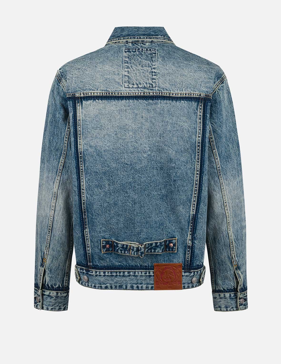Washed Seagull Appliqué Embroidery Relax Fit Denim Jacket - 2