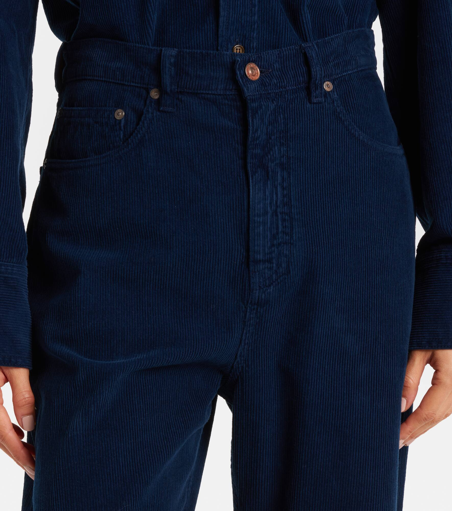 High-rise cotton corduroy straight pants - 4