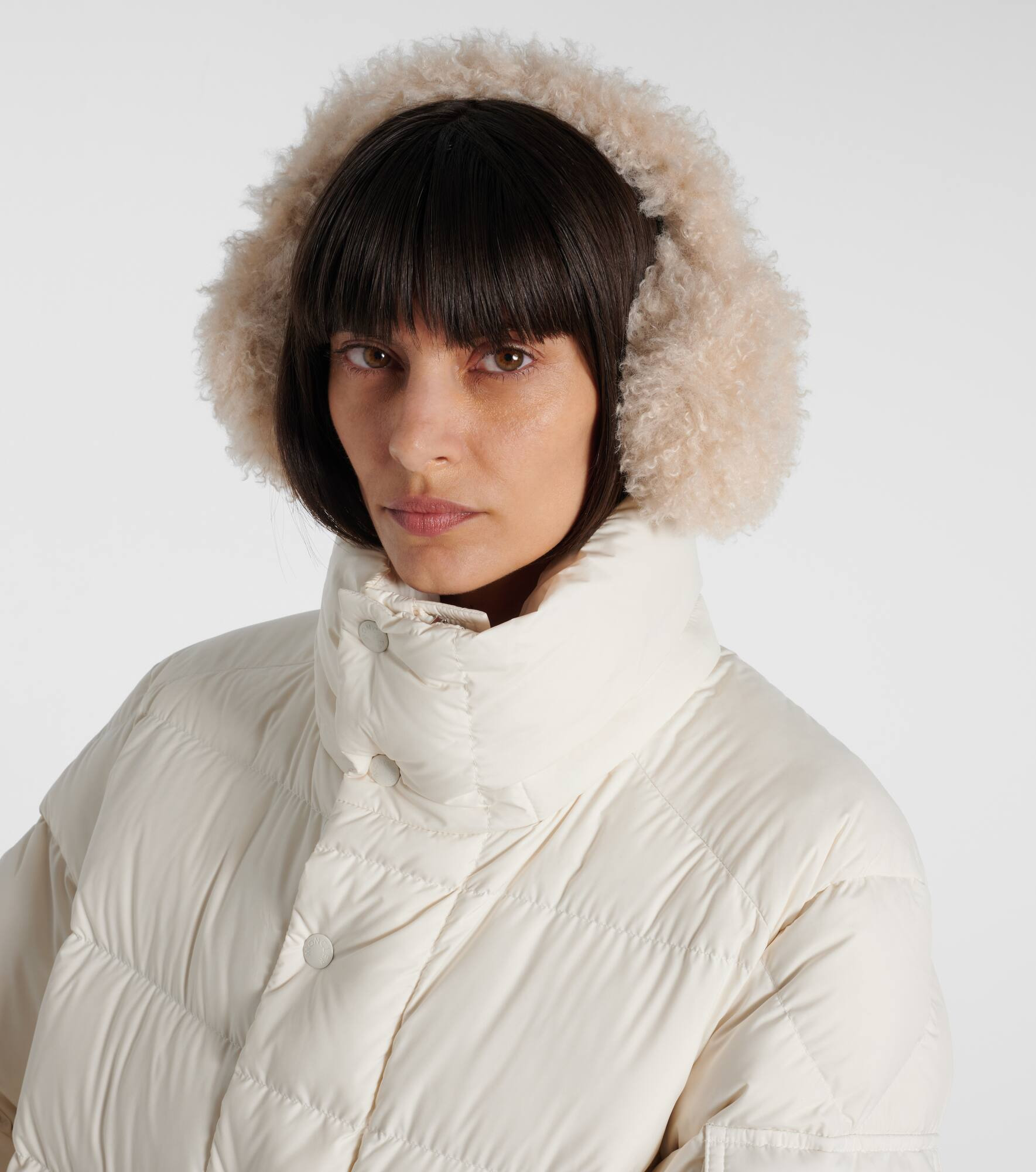 Logo faux shearling earmuffs - 2