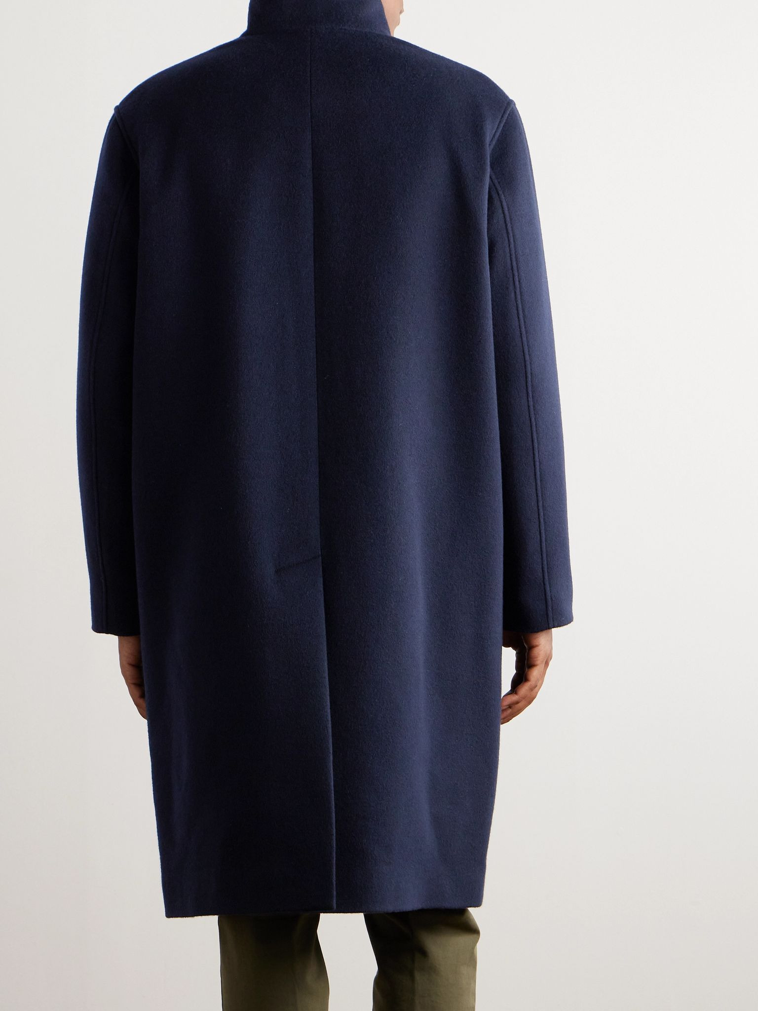 Daito Shawl-Collar Double-Faced Cashmere Coat Navy - 3