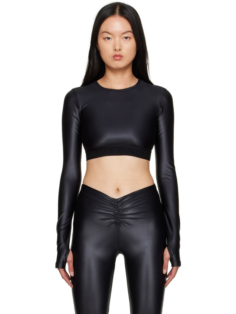 Black Elasticized Long Sleeve T-Shirt 1
