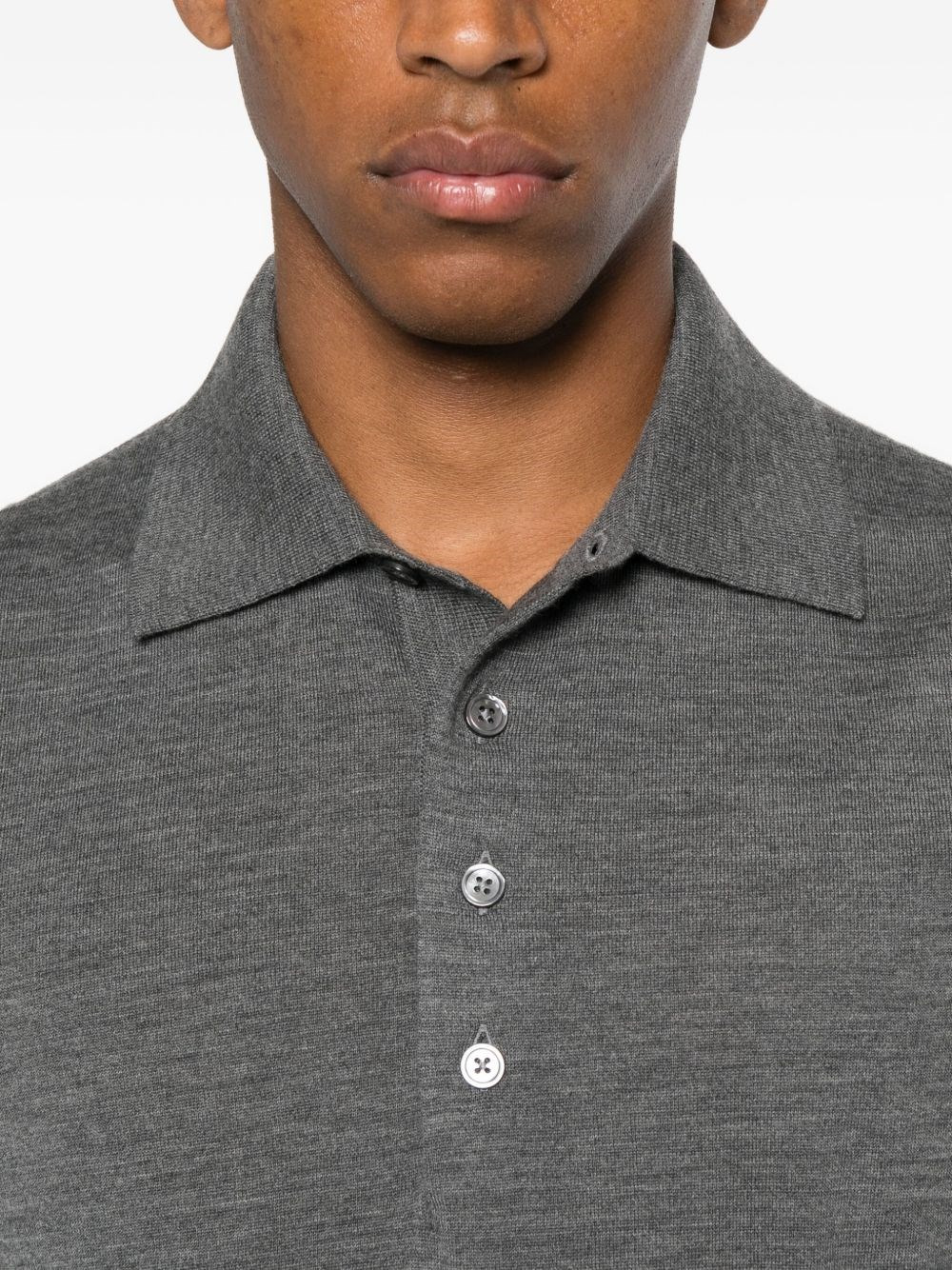 Fine gauge pure wool l/s polo - 5