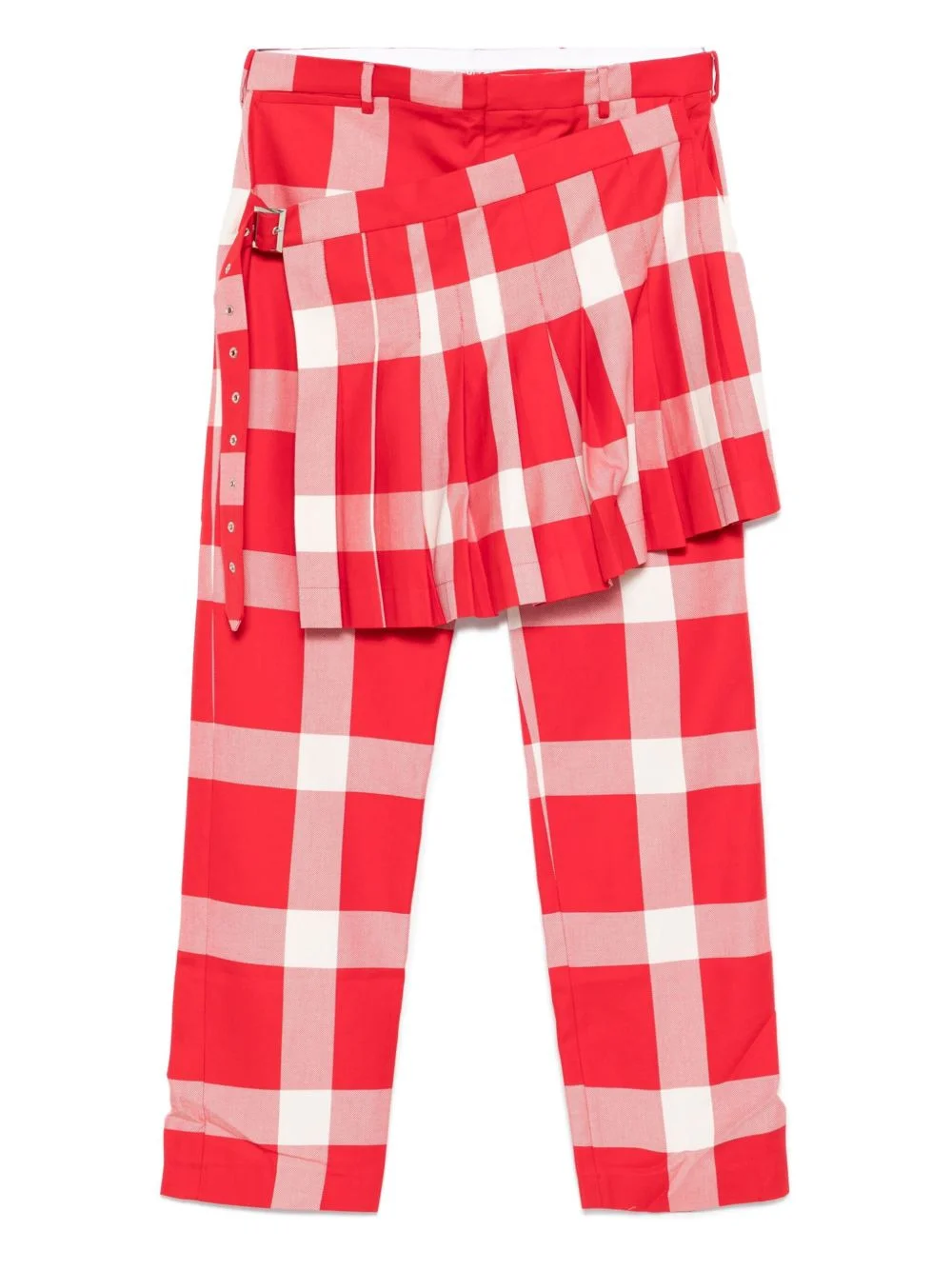 pleated-panel checked trousers - 1
